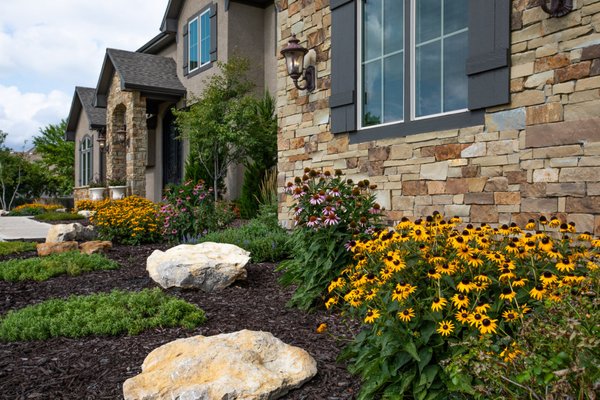 Ellis: Rustic Natural Landscape - Our longtime client built a new home, and asked us to create a landscape that would fit the rustic and natural style of the home and surrounding property. Ellis: Rustic Natural Landscape - Our longtime client built a new home, and asked us to create a landscape that would fit the rustic and natural style of the home and surrounding property.