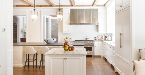 White transitional kitchen - Following a clean modern design, the white colored space highlights and brightens the kitchen interior itself. Making sure to maintain an unobstructed path of circulation through the kitchen space, highlighting the choices in materiality used to create a more cohesive balance of color and tone throughout. White transitional kitchen - Following a clean modern design, the white colored space highlights and brightens the kitchen interior itself. Making sure to maintain an unobstructed path of circulation through the kitchen space, highlighting the choices in materiality used to create a more cohesive balance of color and tone throughout.