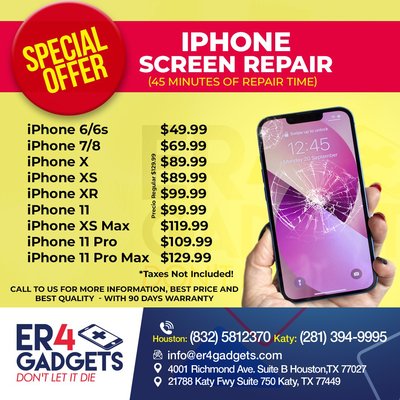 iPhone screen repair! - We have special offers for a limited time for the Repair of your iPhone screen From $49.99 Call Now and book your promotion!