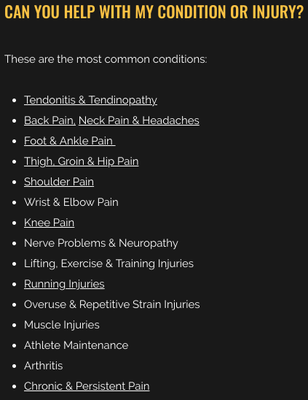 Don't let pain stop you from living! Give our Neenah Location a call! (920) 931-2532 - “If you are injured, suffering from pain, or even just struggling with mobility issues, definitely call” 
-Mariah Baseman

At Valley we have a comprehensive approach with several treatment options: 
*High Intensity Laser Therapy
*Active Release Technique
*Joint Manipulation/Adjustments
*Dry Needling
*Therapeutic Exercise/Rehabilitation  
*Specific and Individualized Education

We use a combination of these treatment options to maximize results.