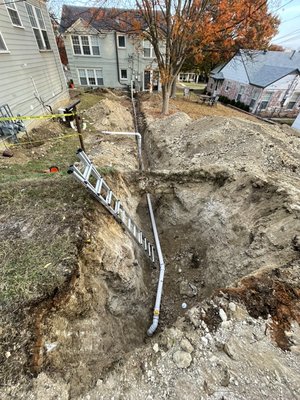 New sewer line - Sewer line replacement. Original cast iron piping was removed and replaced with brand new PVC! New sewer line - Sewer line replacement. Original cast iron piping was removed and replaced with brand new PVC!