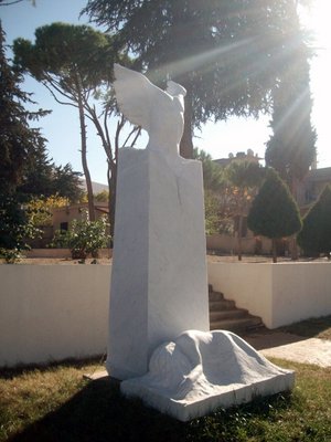 Monument dedicated to the martyrs of Mousa Dagh - This monumental sculpture is dedicated to the martyrs of Mousa Dagh. It was commissioned by the Mousaler-Anjar Armenian community and placed in front of Hamazkayin Cultural Center - Barouyr Sevag branch in Anjar in 2010.