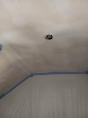 Popcorn ceiling removal - We scraped the popcorn ceiling texture and repair the drywall ceiling by applying skim coating, any type of ceiling finish and paint. Popcorn ceiling removal - We scraped the popcorn ceiling texture and repair the drywall ceiling by applying skim coating, any type of ceiling finish and paint.