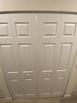 Closet door installation - Old closet doors were broken, rails were ripped. I changed everything and install them again, now they are working nice and smooth! Closet door installation - Old closet doors were broken, rails were ripped. I changed everything and install them again, now they are working nice and smooth!