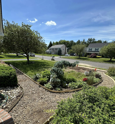 Stamped Concrete Walkway - We removed the old brick and concrete walkway and installed a new stamped concrete walkway for them to bring the curb appeal back to life!