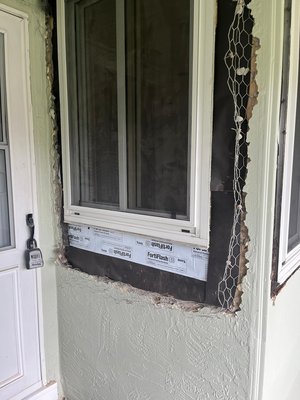 Patch - Window repair
Lathing and stucco installation Patch - Window repair
Lathing and stucco installation