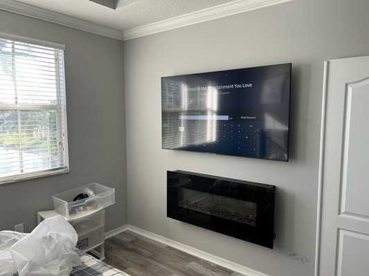 Tv Mount and sound bar, fireplace - Tv installation any sizes.. wire concealment. sound bar & electric fireplace installation.