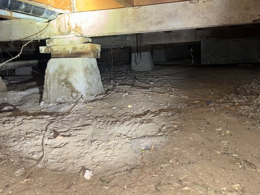 Crawlspace Inspection - This crawlspace inspection of a 1950's home. Durning this inspection defects were uncovered, including cut framing, unsecured plumbing and evidence of pest.