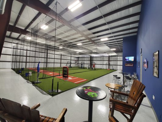 Swing Away TX - Our business helps kids get better at the sport they love!! There is no better feeling than watching an individual kid or a whole team come in over a couple month period and really improve their skills. We rent cages for 30 and 60 minutes on a typical half hour schedule. We work with teams for weekly and monthly practice scheduling so they can meet at the same time every week for skills practice. We have four cages in our facility. Our cages are 70 feet long by 14 feet wide by 16 feet high. We have the ability to open up all four cages into one large cage that would be 70 feet by 56 feet. We have three pitching machines, two are set up for baseball and one is set up for softball. We have two moveable pitching mounds for baseball and one for softball. Our cage rental includes baseballs/softballs and hitting tee's. Each cage has a moveable hitting screen. We can also work with you for birthday party's and team building activities. Check our website for Baseball/Softball Camps that we offer during the season and off season. We have hitting, fielding and pitching coaches available for private lessons. Give us a call for more information on private lessons. Our facility has plenty of parking on a concrete lot. We have plenty of chairs and benches to sit on while you wait. We sell bottled water and Gatorade. We are open 7 days a week and can work with your schedule if you need certain hours to train that are not on our schedule. 713-360-6315 - www.swingawaytx.com Swing Away TX - Our business helps kids get better at the sport they love!! There is no better feeling than watching an individual kid or a whole team come in over a couple month period and really improve their skills. We rent cages for 30 and 60 minutes on a typical half hour schedule. We work with teams for weekly and monthly practice scheduling so they can meet at the same time every week for skills practice. We have four cages in our facility. Our cages are 70 feet long by 14 feet wide by 16 feet high. We have the ability to open up all four cages into one large cage that would be 70 feet by 56 feet. We have three pitching machines, two are set up for baseball and one is set up for softball. We have two moveable pitching mounds for baseball and one for softball. Our cage rental includes baseballs/softballs and hitting tee's. Each cage has a moveable hitting screen. We can also work with you for birthday party's and team building activities. Check our website for Baseball/Softball Camps that we offer during the season and off season. We have hitting, fielding and pitching coaches available for private lessons. Give us a call for more information on private lessons. Our facility has plenty of parking on a concrete lot. We have plenty of chairs and benches to sit on while you wait. We sell bottled water and Gatorade. We are open 7 days a week and can work with your schedule if you need certain hours to train that are not on our schedule. 713-360-6315 - www.swingawaytx.com