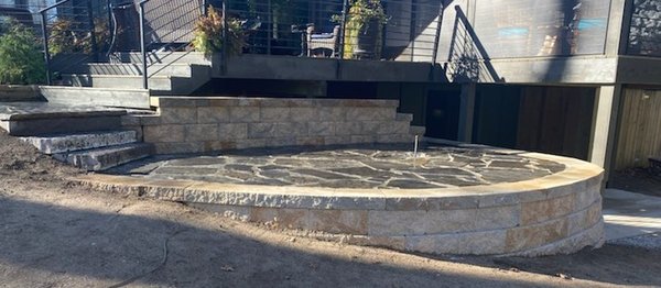 Firepit and Seating Area - This recent add on was unique, as our client had a hilll he wanted to navigate, but create a beautiful extention of his deck. One of our favorites!! Firepit and Seating Area - This recent add on was unique, as our client had a hilll he wanted to navigate, but create a beautiful extention of his deck. One of our favorites!!