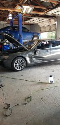 BMW 7 Series Repair - Please view a collision repair we did for this BMW 7 Series. For a free estimate please call: (210) 257-8669