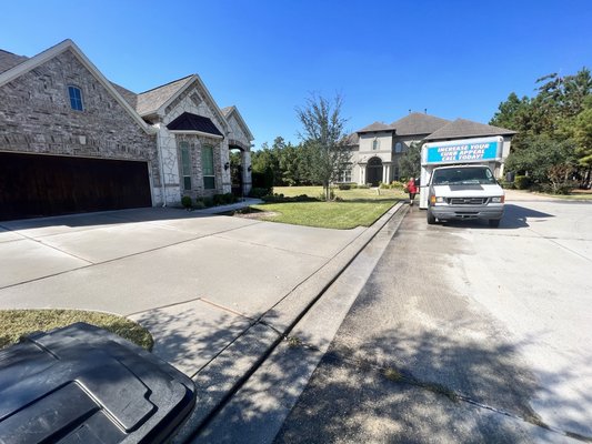Driveway sidewalk curb and deck cleaning - "Transform your property from the ground up! Houston's premier driveway, sidewalk, and curb cleaning service. Erase stains, boost curb appeal, and enhance safety. Choose cleanliness and curb appeal—schedule your cleaning today!"