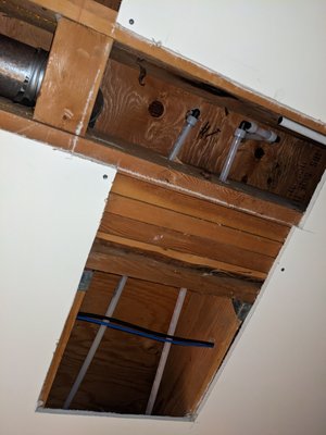 Re-piping Poly B to Wirsbo piping - The client had a hot water leak underneath their hardwood floor. We found client had Poly B piping running all over the main floor. Came up Re-piping Poly B to Wirsbo piping - The client had a hot water leak underneath their hardwood floor. We found client had Poly B piping running all over the main floor. Came up