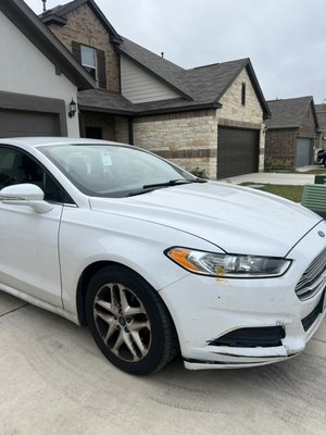 Ford Fusion detailing! 🫧 - This was a much needed extensive detailing for this Ford fusion. We completed a exterior wash and even removed the yellow paint stuck on the front bumper/headlight. For the interior, we did a complete shampoo/carpet extraction. All surfaces were cleaned and disinfected.