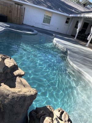 Green to Clean Pool Service - This Green to Clean was a three day process that included shocking the pool, skim the service, clean the baskets and filter, vacuum for leaves and fine dirt, then water testing for alkalinity and pH levels, adjusting the pH and alkalinity to proper levels to ensure that the shock treatment will be as effective as possible. Skim again, run the pool to circulate and deliver a clean and healthy pool for everyone to enjoy.