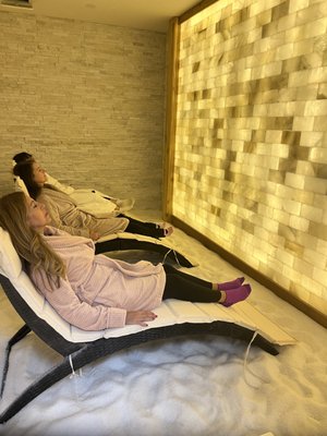 Salt Room - Our Rare White Himalayan dry Salt room (also known as Halotherapy) creates a peaceful environment to relax, recharge, and rejuvenate mind, body, and soul. This ancient European treatment is nourishing your body as you relax and breathe deeply. White Himalayan Sea salt is laden with minerals, including magnesium, calcium, sodium, and potassium, all of which play a key role in our body’s health, function, and cellular communication. Salt therapy’s natural anti-bacterial and anti-inflammatory benefits may potentially clear up bacterial skin conditions and is an effective and drug-free therapy which provides relief from many respiratory conditions. The negative ions in the air help boost your mood and give you more energy. Visitors to our beautiful salt room may relax in a comfortable zero-gravity lounge chair while listening to soft tranquil music in the background. Come experience the revitalizing effects that benefit both adults and children
For general respiratory hygiene, 1-2x/week may enhance the lung capacity, boost immune system, reduce stress and create a better sleep cycle. More chronic and acute respiratory conditions require increased frequency upfront and consistency of sessions to manage symptoms and provide relief over time. Salt Room - Our Rare White Himalayan dry Salt room (also known as Halotherapy) creates a peaceful environment to relax, recharge, and rejuvenate mind, body, and soul. This ancient European treatment is nourishing your body as you relax and breathe deeply. White Himalayan Sea salt is laden with minerals, including magnesium, calcium, sodium, and potassium, all of which play a key role in our body’s health, function, and cellular communication. Salt therapy’s natural anti-bacterial and anti-inflammatory benefits may potentially clear up bacterial skin conditions and is an effective and drug-free therapy which provides relief from many respiratory conditions. The negative ions in the air help boost your mood and give you more energy. Visitors to our beautiful salt room may relax in a comfortable zero-gravity lounge chair while listening to soft tranquil music in the background. Come experience the revitalizing effects that benefit both adults and children
For general respiratory hygiene, 1-2x/week may enhance the lung capacity, boost immune system, reduce stress and create a better sleep cycle. More chronic and acute respiratory conditions require increased frequency upfront and consistency of sessions to manage symptoms and provide relief over time.