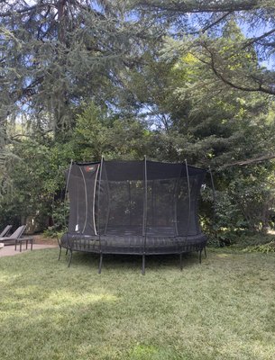 Trampoline assembly. - The trampoline assembly was completed, and the work took four hours.