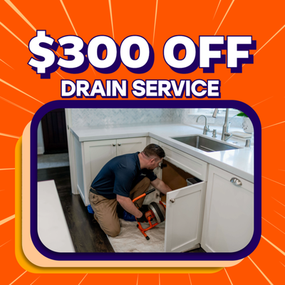 $300 Off Drain Service - Slow drain? Backed-up sink? We'll clear it fast and save you money doing it. Right now, take $300 off drain service — professional rooter work at a price that won't clog your budget. Call today and get it flowing again!