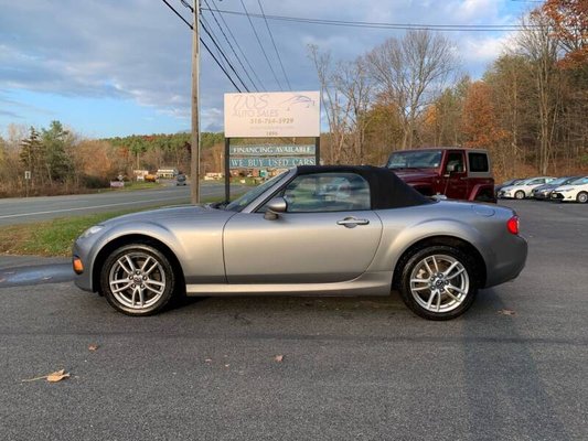 2014 Mazda MX-5 Miata Sport Convertible - This 2014 Mazda MX-5 Miata Convertible has a CARFAX Buy Back Guarantee from WS Auto Sales so you can buy with confidence that there are no undisclosed history problems. Professionally detailed and in excellent physical and mechanical condition. The 2.0L 4 Cylinder Engine is coupled with a 5 Speed Manual Transmission which gets 28 MPG on the highway. This Miata will come with a canvas convertible top with the glass window and rear defroster, Keyless Entry, Steering Wheel Mounted Controls, Cruise Control, AM,FM,CD,SAT Radio with AUX input, Power Windows, Locks, and Mirrors, Alloy Wheels and much more. The current mileage is 93,580 and it still runs and drives like new! Financing and Extended Warranties Available. Please call (518) 764-5929 for more information and availability. 2014 Mazda MX-5 Miata Sport Convertible - This 2014 Mazda MX-5 Miata Convertible has a CARFAX Buy Back Guarantee from WS Auto Sales so you can buy with confidence that there are no undisclosed history problems. Professionally detailed and in excellent physical and mechanical condition. The 2.0L 4 Cylinder Engine is coupled with a 5 Speed Manual Transmission which gets 28 MPG on the highway. This Miata will come with a canvas convertible top with the glass window and rear defroster, Keyless Entry, Steering Wheel Mounted Controls, Cruise Control, AM,FM,CD,SAT Radio with AUX input, Power Windows, Locks, and Mirrors, Alloy Wheels and much more. The current mileage is 93,580 and it still runs and drives like new! Financing and Extended Warranties Available. Please call (518) 764-5929 for more information and availability.