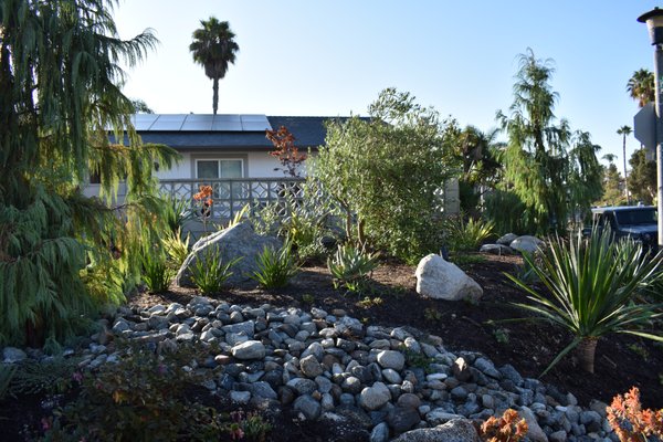 Carlsbad - This was a remodel project for an existing residence in Carlsbad. New hardscape, masonry and landscape was installed by Mark Langer Masonry and Landscape, Inc., and designed and supervised by Melissa Langer Landscape Architecture.