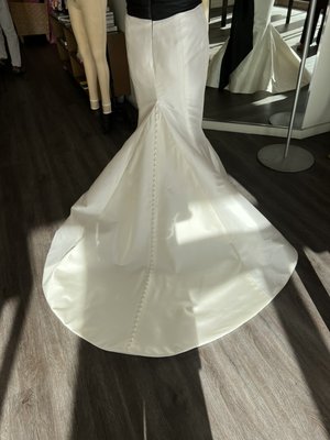 Your dream wedding gown - The black tie wedding gown was brought to us with custom work from another shop that the client was not happy with. We were able to make this custom gown in Mikado silk.