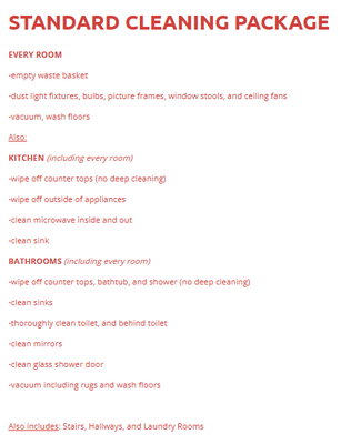 home cleaning services - These are all the cleaning packages that we offer. Please feel free to reach out if you have any questions.