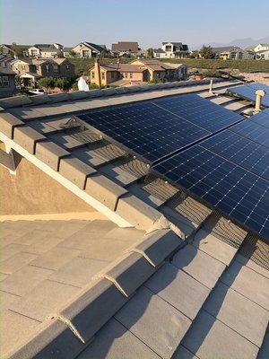 Keeping birds out from under the panels and off your roof! - These are some examples of our solar panel exclusion service. In these photos we cleaned out all droppings from under the panels. We pressure washed all droppings off of the roofs, and we wrapped a vinyl coated solar panel exclusion kit around the perimeter of the panels!