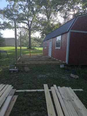 Barn Deck and Roof - This is a simple deck with a roof on a work shop. 10'x24'. Barn Deck and Roof - This is a simple deck with a roof on a work shop. 10'x24'.