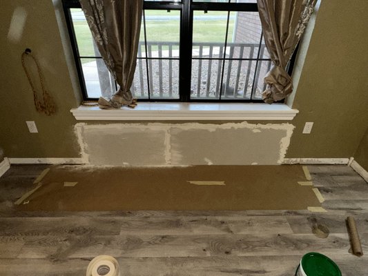 Repair rental tenant drywall patch - Tenant attempted to repair drywall damage. We were able to repair the patch and paint to match. Repair rental tenant drywall patch - Tenant attempted to repair drywall damage. We were able to repair the patch and paint to match.