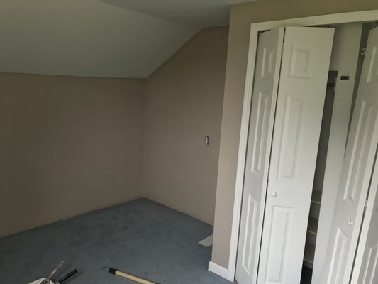 Master Closet Patch and Paint - Old Farm House Master Closet. Drywall repairs, caulking, and paint
