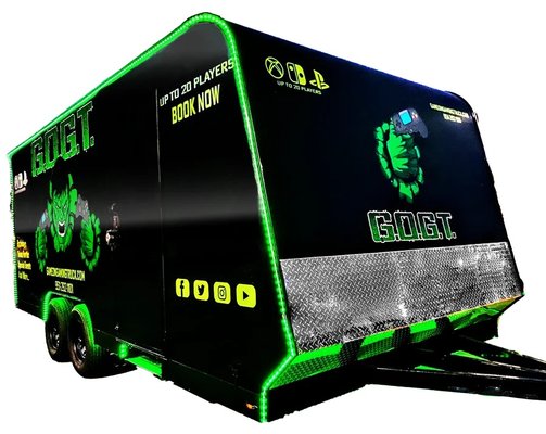 Total Package Trailer - $550/2 Hrs
$150/Additional Hour
Fully Equipped Game Truck
A/C
Indoor & Outdoor Gaming
Independent WIFI & Power
Up to 35 Gamers(20 max inside/15 outside)
Fully Equipped Game Truck
Wifi and Power Included, No Hidden Fees, 100's of Games
Our Trailer is equipped with 7 HD TV’s, surround sound, 100’s of game titles including Fortnite, Call of Duty, Roblox and Minecraft. The spacious, air-conditioned cabin comfortably seats up to 20 gamers at once. Total Package Trailer - $550/2 Hrs
$150/Additional Hour
Fully Equipped Game Truck
A/C
Indoor & Outdoor Gaming
Independent WIFI & Power
Up to 35 Gamers(20 max inside/15 outside)
Fully Equipped Game Truck
Wifi and Power Included, No Hidden Fees, 100's of Games
Our Trailer is equipped with 7 HD TV’s, surround sound, 100’s of game titles including Fortnite, Call of Duty, Roblox and Minecraft. The spacious, air-conditioned cabin comfortably seats up to 20 gamers at once.