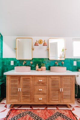 Kelly's Home Remodel - This home did a complete 180 from appearing as an old and outdated home from the 1900s to a beautiful Pinterest inspiration, with jade tiles and pastel themes throughout the kitchen and bathroom. The owners are extremely happy with how they were able to work with their contractor and display their creative personalities. Kelly's Home Remodel - This home did a complete 180 from appearing as an old and outdated home from the 1900s to a beautiful Pinterest inspiration, with jade tiles and pastel themes throughout the kitchen and bathroom. The owners are extremely happy with how they were able to work with their contractor and display their creative personalities.
