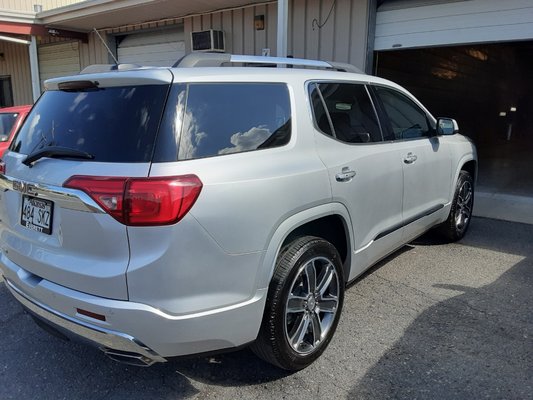 Full Interior/Exterior Detail - This 2019 GMC Acadia got a full interior exterior detail with engine compartment cleaning. There are many things that go into a full detail including, interior wipe down and carpet shampooing, odor control, vacuuming and cleaning all cracks and crevices of the vehicle inside and out. outside wash and decontamination of paint. Wheel cleaning as well. A wax job then clean windows, shine the tires, wipe the wheels and do touch ups as needed. it's a long labor intensive process.