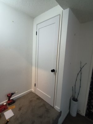 brand new blank slab doors, drilled for knob routes for hinges. cut down to fit opening. - brand new blank slab doors, drilled for knob routes for hinges. cut down to fit opening.