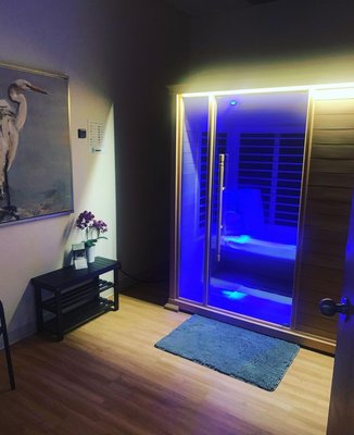 Infrared Sauna - Our exclusive wellness center offers 5 individual Infrared Saunas in their own suites. With our "appointment only" policy, we offer a perfect opportunity to relax, detox, and heal in a completely private setting. Your 40-minute session allows your body to indulge in the many amazing benefits that ONLY Infrared therapy can offer. Infrared sauna is safe to do everyday, or as often as your schedule allows and can treat countless ailments, reduce stress, and safely detox your entire body. Infrared Sauna - Our exclusive wellness center offers 5 individual Infrared Saunas in their own suites. With our "appointment only" policy, we offer a perfect opportunity to relax, detox, and heal in a completely private setting. Your 40-minute session allows your body to indulge in the many amazing benefits that ONLY Infrared therapy can offer. Infrared sauna is safe to do everyday, or as often as your schedule allows and can treat countless ailments, reduce stress, and safely detox your entire body.