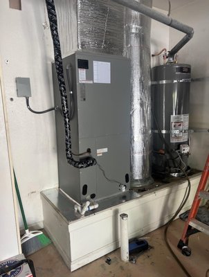 Gas to18 SEER heat pump conversion - Here is an 18 SEER variable speed heat pump split system we converted from gas to an all electric HVAC system.