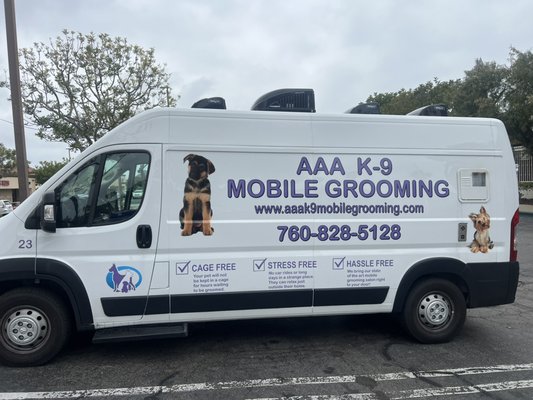 Take a look at our beautiful grooming Van, and the inside of our van, where we do all our work. - This is our Mobile Grooming Van, inside and outside, where we bring to your house and grooming your beautiful fur baby.