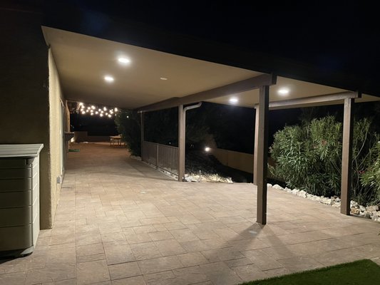 Complete Backyard Landscape - This Backyard landscape consisted of demoing 40 tons of old concrete, installing 1800 square feet of pavers, over a 1000 square feet of synthetic turf including a putting green , 3 staircases with landscape lighting, a 430 square foot porch extension, and a 120’ long brick wall Complete Backyard Landscape - This Backyard landscape consisted of demoing 40 tons of old concrete, installing 1800 square feet of pavers, over a 1000 square feet of synthetic turf including a putting green , 3 staircases with landscape lighting, a 430 square foot porch extension, and a 120’ long brick wall
