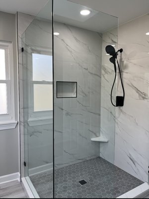 Walk in shower & full bathroom remodel - This master bathroom was original and was completely gutted. Complete custom makeover. Customer was thrilled!