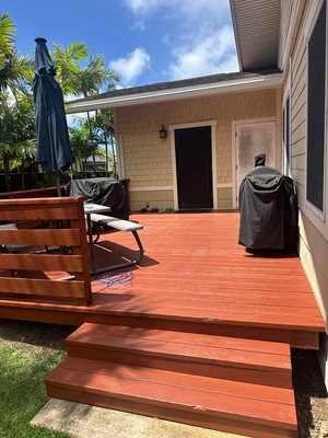 Deck remodeling - Old deck was worn out and needed a full refresh. We stripped the existing surface, checked the frame for rot and reinforced the weak spots, then installed new boards and railings. Finished with trim work and a full cleanup. Customer ended up with a solid, updated deck ready for years of use.