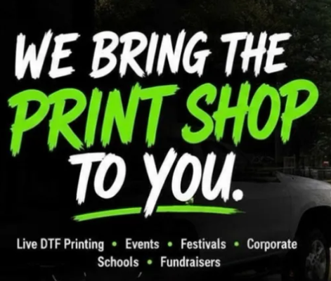 Meet the Print Mafia Crew - The Print Mafia crew is always on the move! From festivals and fundraisers to schools, businesses, and community events, we're bringing live on-site printing directly to you. Find our next stop below and come see your custom apparel created before your eyes. Meet the Print Mafia Crew - The Print Mafia crew is always on the move! From festivals and fundraisers to schools, businesses, and community events, we're bringing live on-site printing directly to you. Find our next stop below and come see your custom apparel created before your eyes.