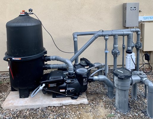 New Pump & Filter Installation - This customer recently purchased their home and needed an entire equipment upgrade, including Filter, Pump and Salt System. New Pump & Filter Installation - This customer recently purchased their home and needed an entire equipment upgrade, including Filter, Pump and Salt System.