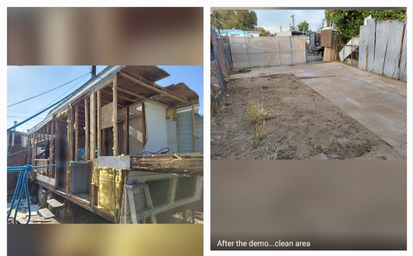 2025 demolition and debris removal 
plumbing Concrete  camper mobile home trailer - This was a last minute emergency call we took on for land lord issues the client needed to be out that same weekend or they would be charged extra. 
we got to work right away and finished the job within 48 hours.
the kind lady who hired us was so pleased with our work that she left us a generous review.
home structure demolition
camper mobile home 
apartment house demolition and debris removal 
trash removal clean up