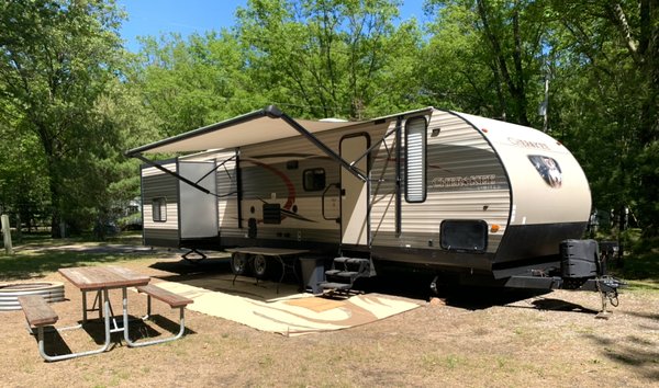 2017 Forest River Cherokee - The Forest River Cherokee is the ultimate bunkhouse, with three total slideouts and an outdoor shower. This well-equipped travel trailer features oversized panoramic windows, and an ever popular U-dinette. Fits up to nine people. 2017 Forest River Cherokee - The Forest River Cherokee is the ultimate bunkhouse, with three total slideouts and an outdoor shower. This well-equipped travel trailer features oversized panoramic windows, and an ever popular U-dinette. Fits up to nine people.