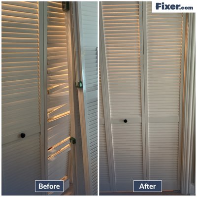 Doors, Windows, & Trim - Did you know that Fixers can repair just about anything related to a door? It's true! From closet doors to interior doors to exterior doors, we can fix hinges, knobs, locks, screens, door sweeps - you name it! Happy to help. Doors, Windows, & Trim - Did you know that Fixers can repair just about anything related to a door? It's true! From closet doors to interior doors to exterior doors, we can fix hinges, knobs, locks, screens, door sweeps - you name it! Happy to help.