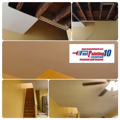 Drywall Repair and Painting - Fixed Drywall in ceiling sanding and painted ceiling and all kitchen living room and hallway. Job done  in 3 days