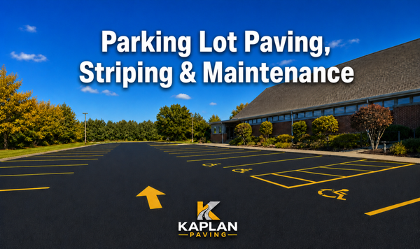 Parking Lot Paving, Striping & Maintenance - Kaplan Pavement Services helps businesses and organizations keep their parking lots safe, professional, and clearly marked. Serving municipalities, schools, villages, country clubs, residential communities, and commercial properties throughout Northern Illinois and Southeast Wisconsin, Kaplan offers paving, asphalt repair, line striping, and ongoing maintenance services.

Specializing in professional parking lot striping, Kaplan uses high-quality traffic paints that meet A.D.A. standards to improve visibility, traffic flow, and accessibility. With a maintenance-first approach, Kaplan helps properties make a clean, organized first impression while keeping lots in excellent condition year-round.