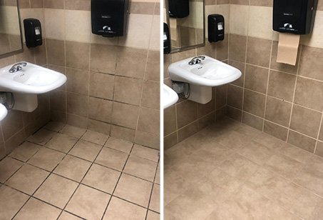 Commercial Tile and Grout Services - Commercial buildings and offices can have thousands of square feet of tile and grout that are subject to heavy foot traffic and spills. Over time, dirt and grime build up on tile and grout causing them to look dirty and unattractive, projecting an unprofessional image. The purpose of our cleaning, sealing and recoloring services is to counteract this when it happens.
Sir Grout Phoenix's tile and grout restoration processes are meant to make the tile and grout in any commercial environment look clean and beautiful again. Each Sir Grout Phoenix tile and grout restoration solution is designed to dramatically improve the aesthetic of the tile in restaurants, hotels, hospitals, schools and office buildings. Commercial Tile and Grout Services - Commercial buildings and offices can have thousands of square feet of tile and grout that are subject to heavy foot traffic and spills. Over time, dirt and grime build up on tile and grout causing them to look dirty and unattractive, projecting an unprofessional image. The purpose of our cleaning, sealing and recoloring services is to counteract this when it happens.
Sir Grout Phoenix's tile and grout restoration processes are meant to make the tile and grout in any commercial environment look clean and beautiful again. Each Sir Grout Phoenix tile and grout restoration solution is designed to dramatically improve the aesthetic of the tile in restaurants, hotels, hospitals, schools and office buildings.