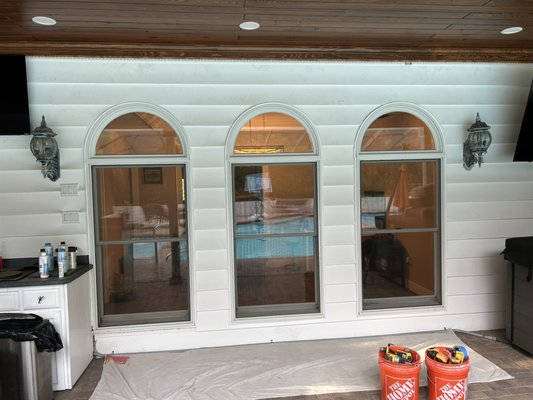 Changing a set of windows to a sliding glass door - This was a wall makeover for a customer who wanted access to their pool patio from inside their living room.  Complete resort and remodel of 3 windows into a single 12’x8’ sliding glass door.  Customer was very pleased.