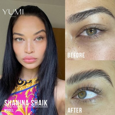 YUMILashes: Shanina Shaik - Model Shanina Shaik came in to have her lashes lifted and brows laminated! Treatments include YUMI Premium Keratin Lash Lift and Premium Keratin Brow Lamination with a lash tint add-on. The before and after results of her YUMI Lash Lifts and Brow Laminations continuously amaze us! With the tint add-on Shanina is giving the effect of lash extensions tremendously! YUMILashes: Shanina Shaik - Model Shanina Shaik came in to have her lashes lifted and brows laminated! Treatments include YUMI Premium Keratin Lash Lift and Premium Keratin Brow Lamination with a lash tint add-on. The before and after results of her YUMI Lash Lifts and Brow Laminations continuously amaze us! With the tint add-on Shanina is giving the effect of lash extensions tremendously!